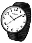 XIRUVE Easy Read Big Numbers Super Large Face Stainless Steel Elastic Strap Women's Men's Analog Quartz Wrist Watch