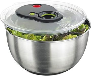 Emsa Turboline Essoreuse à salade 4,5 L, Bol en inox pour un service stylé, Fentes de drainage intégrées, Bouton turbo pour un essorage express, Base antiadhérente, Compatible lave-vaisselle 513441