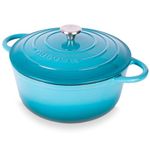 Cast Iron Dutch Oven with Lid – Non-Stick Ovenproof Enamelled Casserole Pot, Oven Safe up to 500° F – Sturdy Dutch Oven Cookware – Blue, 6.4-Quart, 28cm – by Nuovva