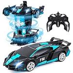 Remote Control Cars for Kids,2.4G Transform RC Car Robot Toys,Toy Cars for Boys Ages 6-14,Transforming Racing Car Auto Demo 360 Rotation Drifting 1:18 Scale Girls Xmas Birthday Boys Blue&Black