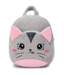 Frantic Cute Small Toddler Kids Backpack Avocado Shape Mini children Nursery/School/Picnic/Travelling Bag for Baby Girl Boy Age 1-5 Years (JazzyCat_Grey_2024_B)