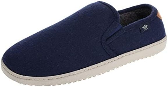 Dockers Pantofole da uomo Twin-Gore Slip-On Indoor Outdoor Scarpa in finta lana, blu navy/grigio, da uomo taglie da 8 a 16, Dainty, 44.5 EU