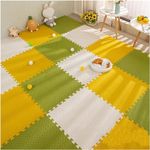 SIGNATRON Puzzle Flooring || Kids Interlocking Play mat || Baby Play Mat || Play mats for Kids || 12 MM Thick (20 Tiles - 80 Square Feet, Green - Yellow - White)