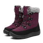 Bella Bays women warm snow boots casual waking boots fur lined waterpoof red UK 9