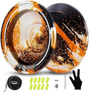 WATIEOBOO Yoyo Responsive Yoyo for Kids 8-12,Professional Unresponsive Yoyo for Adults Pro Metal Trick Yoyo with Yo Yo Bearing Kit 10 Strings, Case & Gloves (Black Gold Silver)