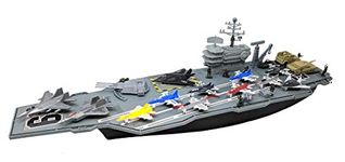 Toy Essentials Kid Aircraft Carrier Toy Playset With Fighter Jets Vehicles And Mini Soldiers (Bonus 9, 27 Inch) - Multicolor