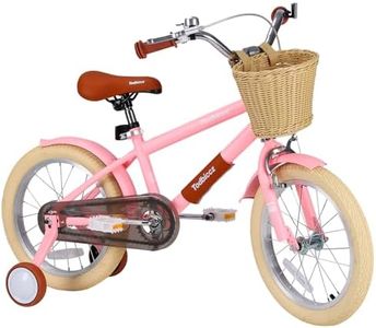 Todbiccz Kids Bike for Girls Ages 5-8 Year Old, Kids' Bicycles with Training Wheels & Basket & Bell, 16 Inch Pink Birthday Gift