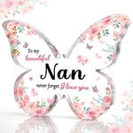 CheriGift Nan Gifts, Best Nan Birthday Gift, Christmas or Mothers Day Gift for Nan, Beautiful Butterfly Acrylic Plaque, Thoughtful Nan Gifts from Grandchildren - To my beautiful nan