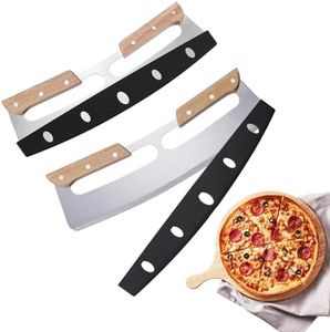 2 Pack Pizza Cutter Rocker with Wood Handles & Protective PP Cover, 14" 430 Stainless Steel Pizza Slicer Wheel, Big Pizza Knife Cutters Kitchen Tool (14 inch)
