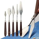 5-Piece Painting Knife Set, LIAMGUS Palette Knife Set, Stainless Steel Pallet Knife with Smooth Edges & Wooden Handle, Palette Knife Painting Tools for Acrylic & Oil Painting, Watercolor