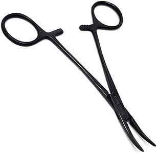 Hemostat Locking Forceps 5" Curved with Full Serrated Jaws Ideal for Clamping, Fishing, Firefighters Nurses Doctors + More (Tactical Black)