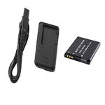 Combo for NB-8L Camera Battery Charger with Rechargeable Camera Battery Pack and Power Cable Compatible with Canon Camera