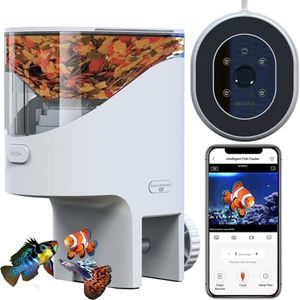 YAMOSO WiFi Automatic Fish Feeder with 2.5K Camera, 2.4/5G Smart App Control, Vacation Feeding Timer, Remote Precision Flake Fish Dispenser, 200ml Moisture-Proof Aquarium Feeder for 10+ Gallon Tanks