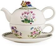 Portmeirion Botanic Garden Bouquet Collection Tea for One | Teapot, Cup, and Saucer Set | Tea Set for One with Assorted Floral Motifs | Made from Porcelain | Dishwasher Safe