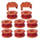 LIYYOO 10ft 0.065" Line String Trimmer Spool for Worx WA0010 String Trimmers Autofeed Spool,10-Pack (8 Pack Grass Trimmer Line,2 Trimmer Cap)