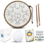 The Balmy Drum - 15 Note 14 Inch Steel Tongue Drum, Steel Drum Instrument, Drums For Children and Adults, Balmy Drum Set for Kids with Music Book, Handpan, Mallet and Carry Bag (White)