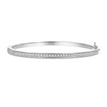 PAVOI 14K Gold Plated Cubic Zirconia Bangle Classic Tennis Bracelet | White Gold Bracelets for Women | 7.5 Inches