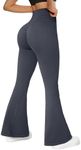 SUUKSESS Women Seamless Scrunch Butt Lifting Flare Leggings High Waisted Tummy Control Yoga Pants (Blue,M)