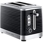 Russell Hobbs Inspire 2 Slice Toaster (Extra wide slots, High lift feature, 6 Browning levels, Frozen/Cancel/Reheat function with Blue LED illumination, 1050W, Black textured high gloss) 24371