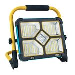 OUSIDE LED Rechargeable Work Light, Portable Construction Light with Stand and 10500mAh Battery, Type-C and Solar Charging, 4 Lighting Modes - Ideal for Repairs, Construction Sites, Emergencies