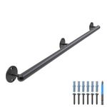 Dolibest 4.25ft Wall Mount Metal Handrail, Staircase Step Handrail, One Piece Design Bar, Non-Slip Safety Grab Handle, Barrier-Free Staircase Grab Handle for Elderly, Indoor & Outdoor Use, 1.3'' Round