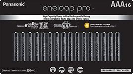 Panasonic BK-4HCCA16FA eneloop pro AAA High Capacity Ni-MH Pre-Charged Rechargeable Batteries, 16 Pack