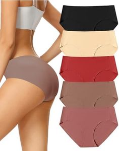 voenxe Womens Seamless Hipster Panties Stretch Breathable No Show Bikini Underwear 5 Pack Coffee