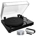 Fluance RT82 Reference High Fidelity Vinyl Turntable Record Player with Ortofon OM 10 Cartridge, Speed Control Motor, Record Weight, 3 in 1 Stylus and Record Cleaning Vinyl Accessory Kit