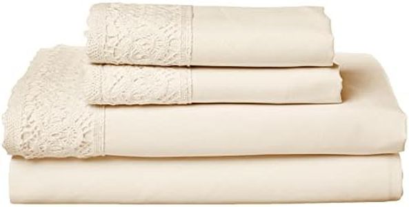 Amrapur Overseas | 4-Piece 100% Microfiber Crochet Lace Bed Sheet Set (Linen, California King)