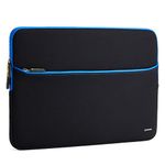 17.3 Sleeve Case Evecase 17.3-Inch Neoprene Padded Sleeve Pouch Bag w/Accessory Pocket for Laptop/Gaming Laptop/Notebook/Ultrabook/Chromebook (Black and Blue Trim)