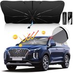 Car Windshield Sun Shade Umbrella, [2024 Upgraded] Sunshade for Car Windshield Foldable UV Block, Car Sun Shade Windshield Heat Insulation & Bendable Handle for Auto Sedan, SUV Windshield (Midsize)