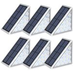 LED Solar Step Lights Waterproof Outdoor Stair Lights, Solar Deck Lights Outdoor Decor IP67 Solar Decoration Lights for Yard, Patio, Garden, Walkways, Front Door, Pathway, Driveway, Porch 6 Pack