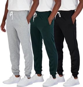 3 Pack Mens Men Big & Tall King French Terry Joggers Tech Fleece Active Sweatpants Sports Athletic Workout Training Jogger Men's Track Gym Pants Casual Quick Pockets Elastic Bottoms - Set 1, 4X Tall