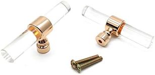 Susenya Drawer Pulls and Knobs,2-Pack, T Knobs Acrylic Drawer Knobs Transparent Rose Gold 3.2x0.5x1.4(LxWxH) Single Hole