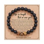 POWWA Get Well Soon Gifts for men, Bracelet for Men Black Onyx Stone Stone Gifts