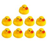 9 Yellow Rubber Ducks, Squeaking and Floating Classic Duckies, Bathtime Floating Matte Vinyl Baby Bath Time Toys, Cake toppers, Classic Ducks, Bath Time Has Never Been More Fun (9 Ducks)