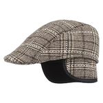 Zacharias Men's Checkered Woolen Golf Cap with Earmuff (Pack of 1) (eg-07_Brown_Free Size)