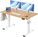 MOUNTUP Electric Height Adjustable Standing Desk, 48 x 24 Inches Sit Stand Desk with Memory Controller, Ergonomic Stand Up Desk for Home Office with Splice Board, Oak