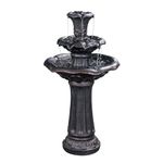 Teamson Home Outdoor Lily Flower Stone 3-Tier Waterfall Fountain, Gray