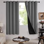 Deconovo Thermal Blackout Curtains, Full Blackout Curtains Insulation for Bedroom, 2-Layers Soundproof Panels with Black Liner, 55 x 69 Inch(Width x Length), Dark Grey, 2 Panels