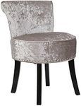 Silver Velvet Makeup Chair with Sturdy Wood Legs Contemporary Luxury Vanity Stools with Backrest High Elasticity Sponge Comfortable Seat Dressing Chair for Women Girls Bedroom