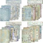 BIKHYY 4 Sets Decorative Scrapbook Paper Single-Sided Origami Paper Pad Pack Cute Cardstock for DIY Craft Scrapbooking Supplies (Garden)