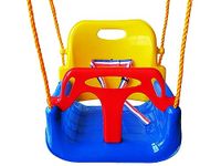 3-in-1 Infant to Teenager Upgrade Swing Anti-flip Snug & Secure Detachable Children Outdoor Play Patio Garden Amusement Park Equipment(Color:Blue Chair+Red Handrail)