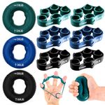 FitBeast Grip Strength Trainer, Finger Exerciser, Forearm Strengthener 9-Piece Kit, Hand Grip Strengthener Targeted Strength, Relief & Recovery, Deep Blue