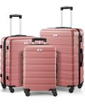 3 Piece Luggage Sets with Spinner Wheels,Hard Shell Luggage Sets for Women,20 24 28 inch Travel Luggage, Rose Gold, 3-Piece Set(20/24/28)