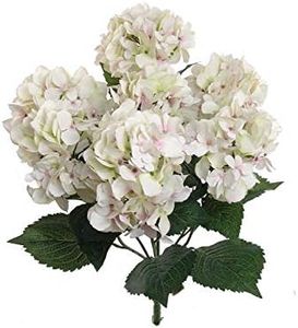 Larksilk Hydrangea Artificial Flowers - Faux Hydrangea Flowers - Home Decor, Easter Decorations, Spring Decor - Floral Centerpieces for Tables - 20" Floral Stems, White Pink, 24 Pieces