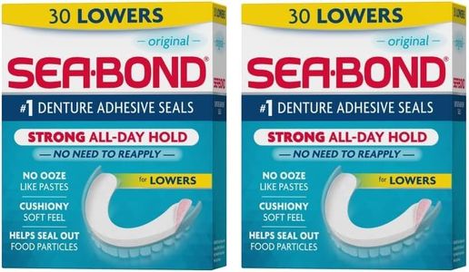Sea Bond Secure Denture Adhesive Seals, Original Lowers, Zinc-Free, All-Day-Hold, Mess-Free, 30 Count (Pack of 2)