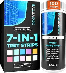 AquaDoc Pool Test Strips - 100 Spa and Hot Tub Test Strips for Pool Water Testing Kit for pH, Chlorine, Hardness, Bromine, Cyanuric Acid, Alkalinity