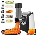 Electric Cheese Grater, 150W Electric Slicer Shredder for Home Kitchen Use, One-Touch Control Electric Salad Maker Vegetable Cutter with 5 Attachments for Fruit, Vegetables, Cheeses, BPA-Free