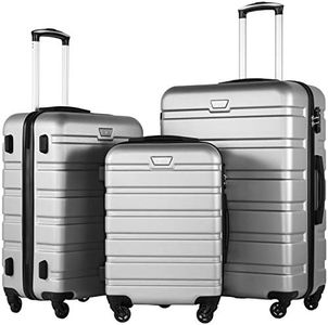 Coolife Luggage 3 Piece Set Suitcase Spinner Hardshell Lightweight TSA Lock (sliver3)